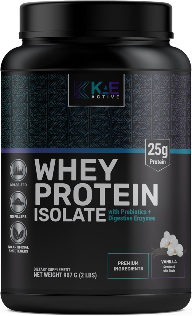 KAE는 쉽게 소화할 수 있는 바닐라 잔디 먹은 Whey Protein Isolate 분말을 능가합니다. 5 가지 성분을 가진 깨끗한 공식. 단백질의 25g.