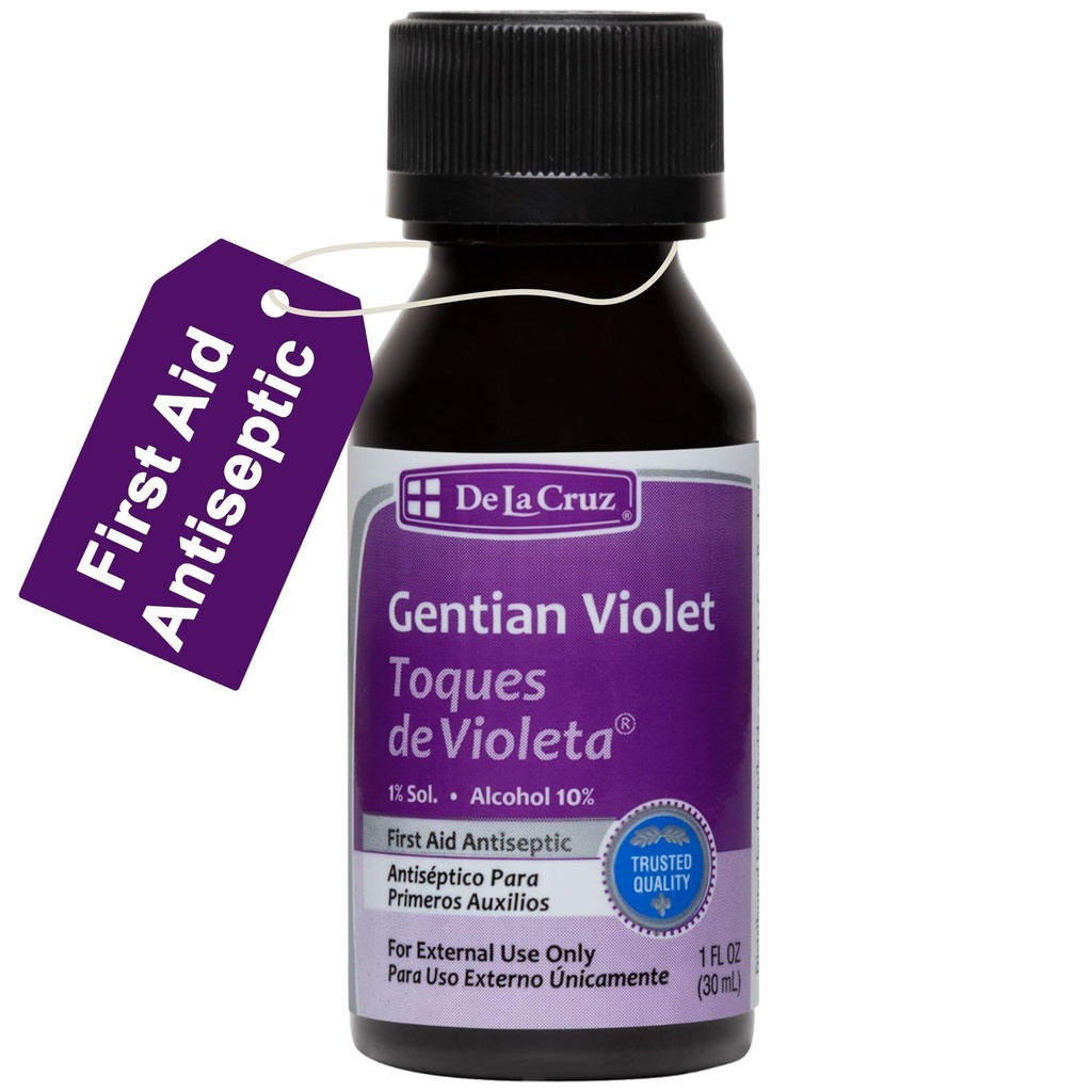 De La Cruz Gentian Violet - Violeta de Genciana 1% 절단, 스크랩 및 화상, 1 FL OZ에 대한 응급 처치