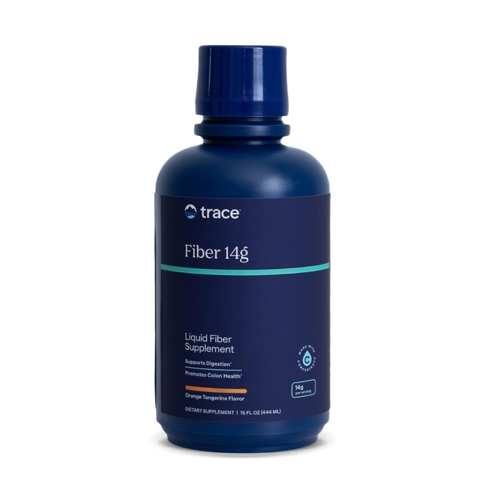 Trace Minerals Fiber 14g - 대령 건강 및 소화 지원을위한 섬유 보충 - 균형 잡힌 Gut Flora - 액체 보충 - 글루텐 - 무료 - Vegan - 오렌지 Tangerine 풍미 - 15 fl oz (15 서빙)
