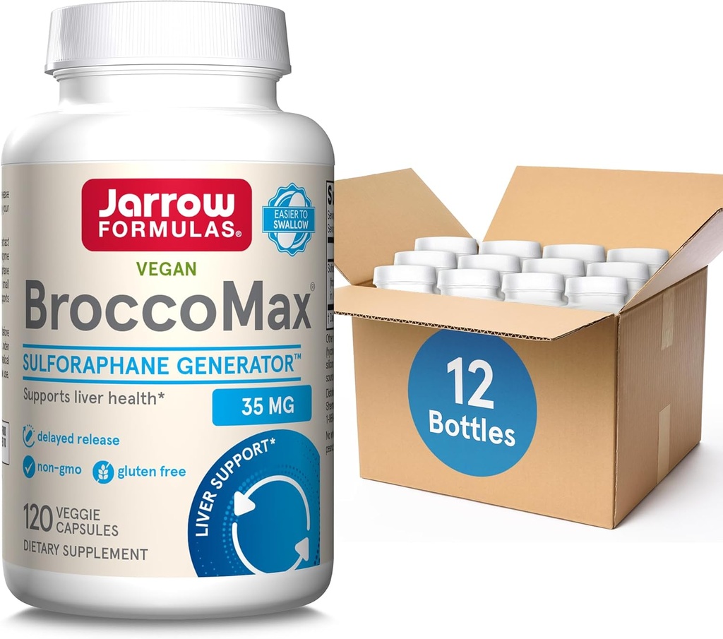 Jarrow 공식 BroccoMax Sulforaphane Glucosinolate 35 MG, Sulforaphane 발전기 지원 간 건강, 120 Veggie 캡슐, 60 일 공급까지, 12 팩