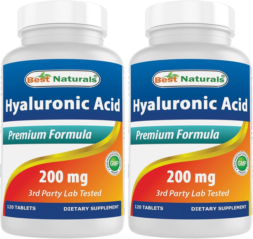 최고의 자연 Hyaluronic 산 200 mg 120 정제 (Non-GMO, 글루텐 무료) - Youthful 건강한 피부 & 건강한 합동 기능을 승진시킵니다 (120의 조사 2))
