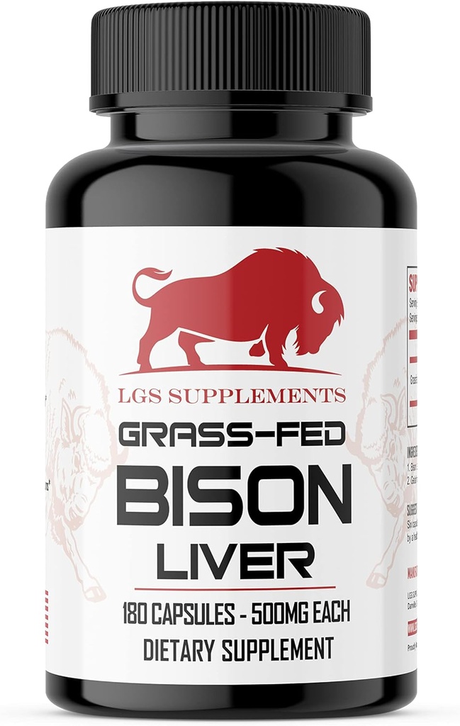 잔디 Fed Bison Liver 캡슐은 에너지 생산, 해독, 소화, Immunity, 자연적인 철 비 GMO, 냉동 건조된 간 건강 보충교재, 3000mg를 지원합니다