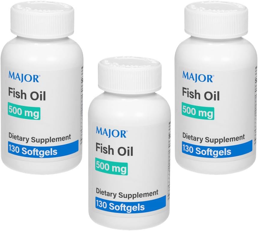 MAJOR 물고기 기름 500mg Softgels - Omega-3 물고기 기름 보충교재 - 규정식 보충교재 - 130 조사 (3 팩)