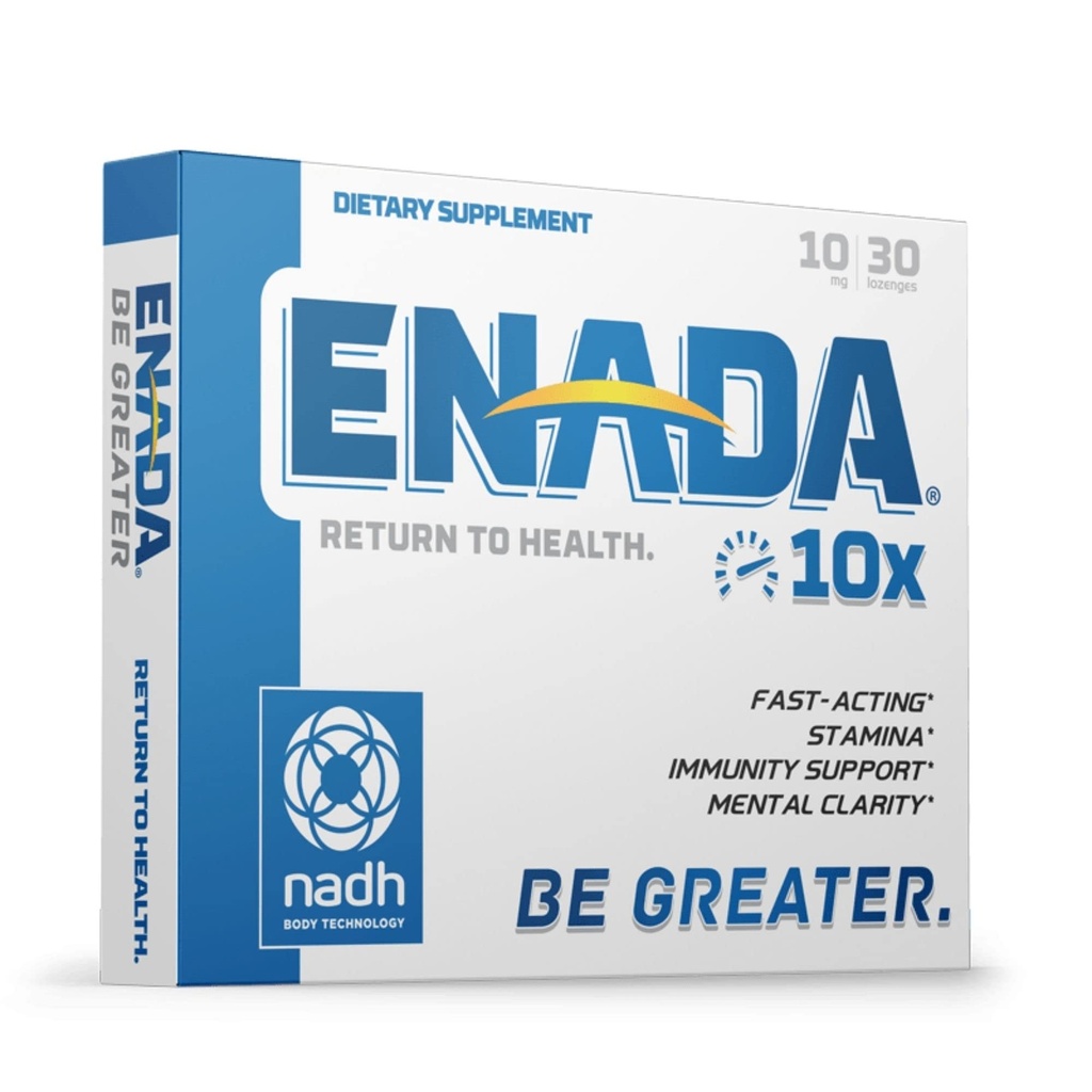 ENADA 10X NADH는 Active Lifestyle에 대한 빠른 행동 공식을 보충합니다 | Jet Lag, Athletic Performance & Studying의 천연 에너지 부스터 Great | Stamina와 Mental Clarity 개선 | 30 Lozenge