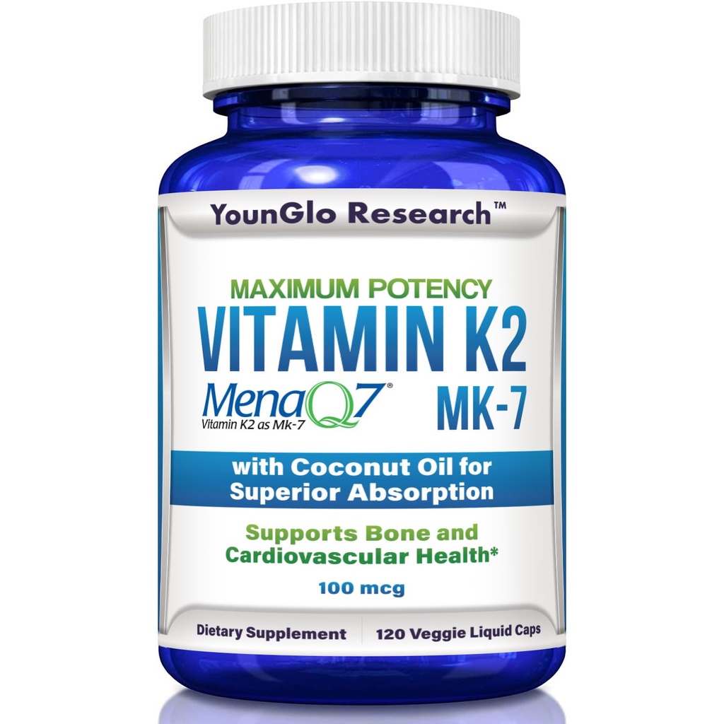 비타민 K2 MK7 (MenaQ7) 우량한 흡수를 위한 100 mcg w/Coconut 기름, 규정식 건강 보충교재, 성인 여자 & 남자를 위한 뼈 힘 & 조밀도를 지원하는 120의 Vegan 액체 캡슐
