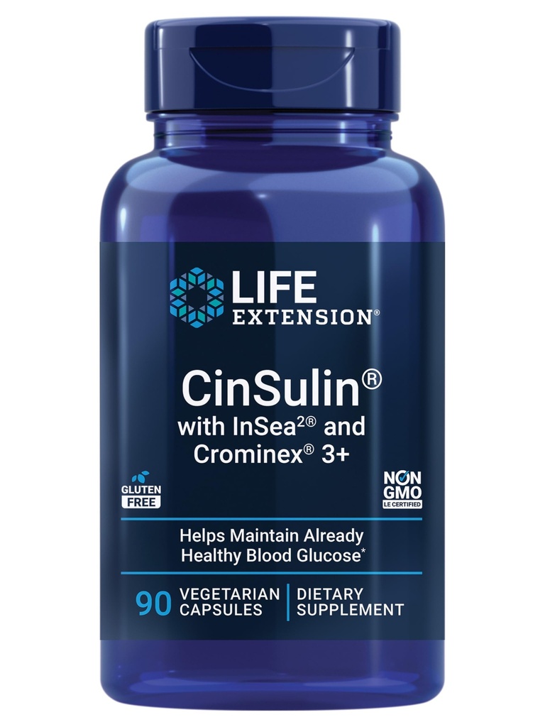 InSea2® 및 Crominex® 3+, shilajit, amla Fruit, Cinnamon, Brown Seaweed, 건강한 Metabolism 및 Satiety, Gluten-Free, Non-GMO, Vegetarian, 90 캡슐을 가진 수명 연장 CinSulin®