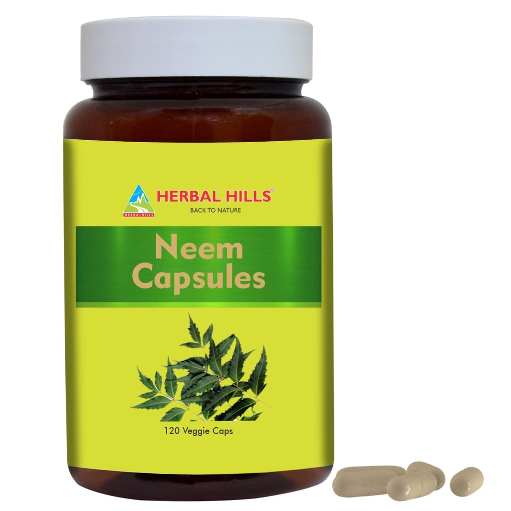 HERBAL HILLS Neem 캡슐 120 Vegie 캡슐 Neem 잎 Azadirachta Indica 700 mg 분말 및 캡슐에 혼합 추출