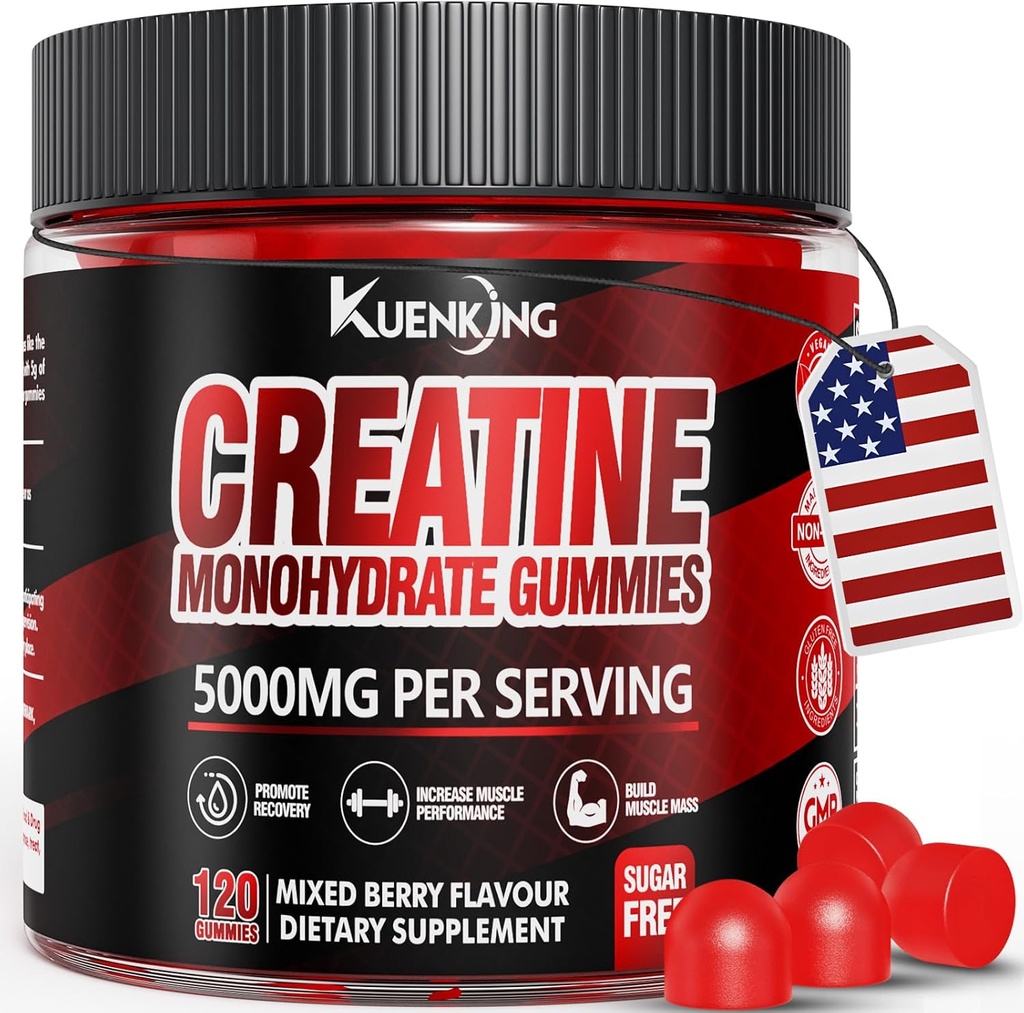 Creatine Monohydrate Gummies for Men & Women, Sugar Free Vegan Creatine Gummies 5g for muscle Strength, Energy Boost, Pre Workout Supplements, Boost Focus & Endurance(120 Count) - 혼합 Berry