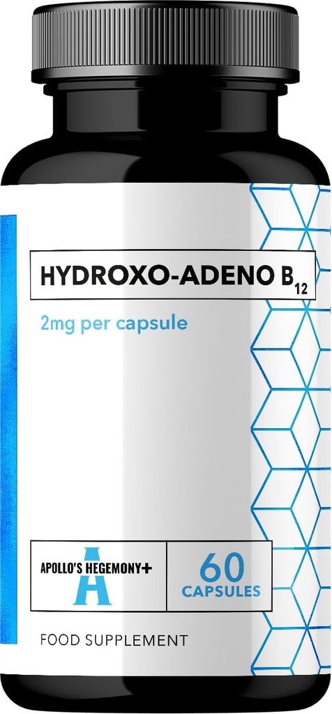 APOLLO의 HEGEMONY Hydroxo-Adeno 2 mg - 높은 흡수 비타민 B12-60 Vegan 캡슐 - 2 개월 공급 - Red Blood Cell Formation 및 Vital Energy Levels 지원