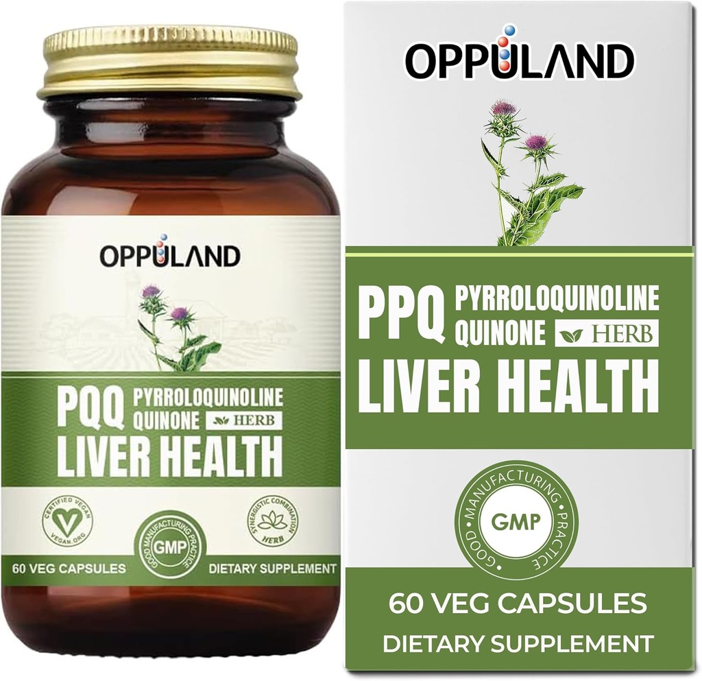 PQQ + 허브 Liver 지원-PQQ Liver 보충-Pyrroloquinoline Quinone with Milk Thistle Extract for Liver Health-60 Veg Capsules