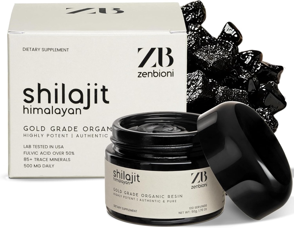 순수한 Himalayan Shilajit 수지 - 50g 유기 Shilajit 남자 & 여자 Fulvic 산 & 85 + 에너지, 힘 및 면역성을 위한 추적 광물 - 순수성 & 힘 - 100개의 서빙을 위해 시험되는 실험실