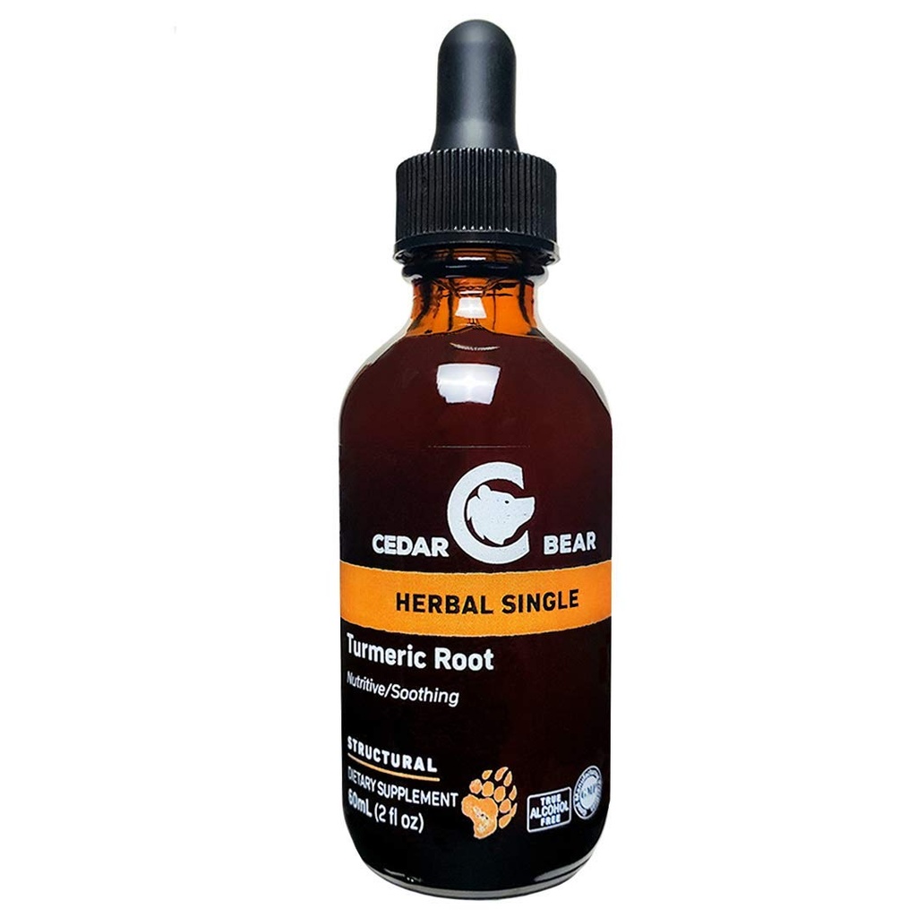Cedar Bear Turmeric Root (Curcuma Longa) 건강한 세포 활성을 지원하는 액체 초본 보충, 및 자극 면역 기능 2 Fl Oz