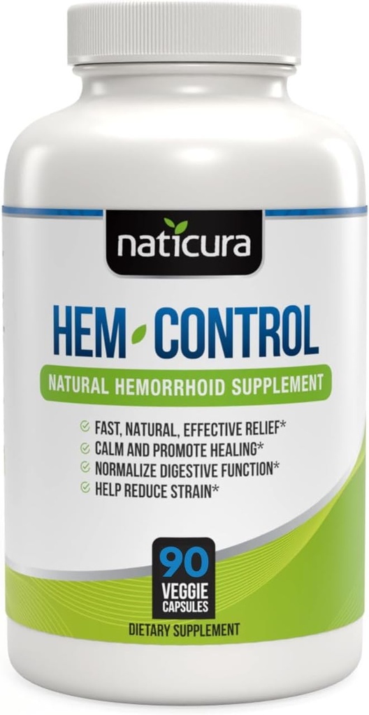 Hem-Control - 빠른 효과적인 치질 치료 보충교재 - 심근 완화를 촉진하는 강력한 공식, 치질의 수축 - 90 Vegan 캡슐 - 미국에서 만드는