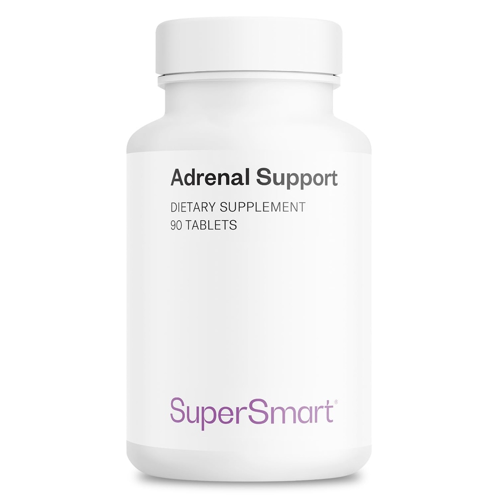 Supersmart - Adrenal Support (Advanced Formula) - Rhodiola Rosea, Holy Basil Tulsi, Magnesium - Adaptogenic Herbs 보충교재 | Non-GMO & 글루텐 무료 - 90 정제