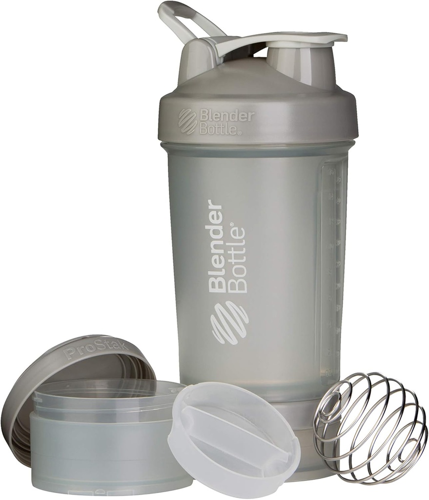 단백질 분말 ProStak 체계, 22 Ounce, Pebble 회색을 위한 알약 조직 그리고 저장을 가진 BlenderBottle 셰이커 병