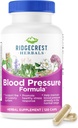 RidgeCrest 초본 혈압 초본 공식, 12 허브, Poria 버섯, Gastrodia, Gardenia, 심장, 혈관, 순환 건강 (120 개)
