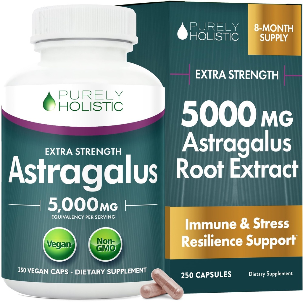 Astragalus 캡슐 5,000 mg - 250의 캡슐, 8 + 달 공급 - 우량한 힘 복사뼈 뿌리 추출물 20:1 - 비 GMO, 채식주의자 & 채식주의자 친절한 - Immune 체계 & 심장 혈관을 지원합니다