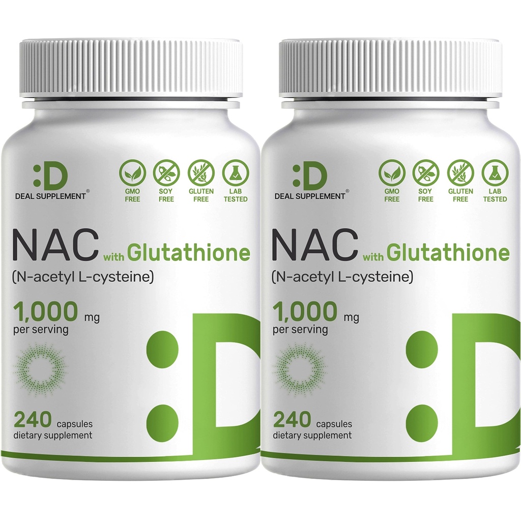 2 팩 NAC 보충교재 (N 아세틸 Cysteine) 감소된 글루타티온, 480 캡슐을 가진 1000mg 서빙