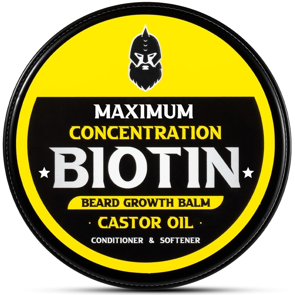 Beard Balm, 최대 농도 BIOTIN, 캐스터 오일 및 아르간 및 조호바 오일, Beard 성장, 스타일, 강도 및 부드러움 곰 & 무수, 2 Ounce, 샌달우드