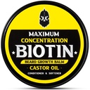 Beard Balm, 최대 농도 BIOTIN, 캐스터 오일 및 아르간 및 조호바 오일, Beard 성장, 스타일, 강도 및 부드러움 곰 & 무수, 2 Ounce, 샌달우드