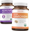 Adrenal & Ashwagandha (1 달 공급) Calm & Energize 번들 - L-Tyrosine (120의 캡슐) & USDA 유기 Ashwagandha 1350mg Ashwagandha 뿌리 분말을 가진 Adrenal 지원 Serve (60의 캡슐)