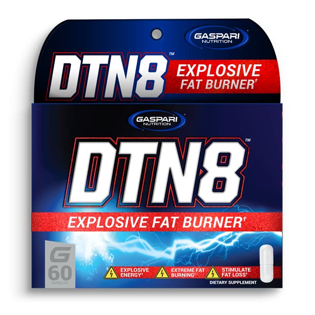 Gaspari Nutrition DTN8 : 폭발성 지방 버너, 천연 에너지 및 정신 초점, Adrenal 및 스트레스 지원 (60 캡슐)