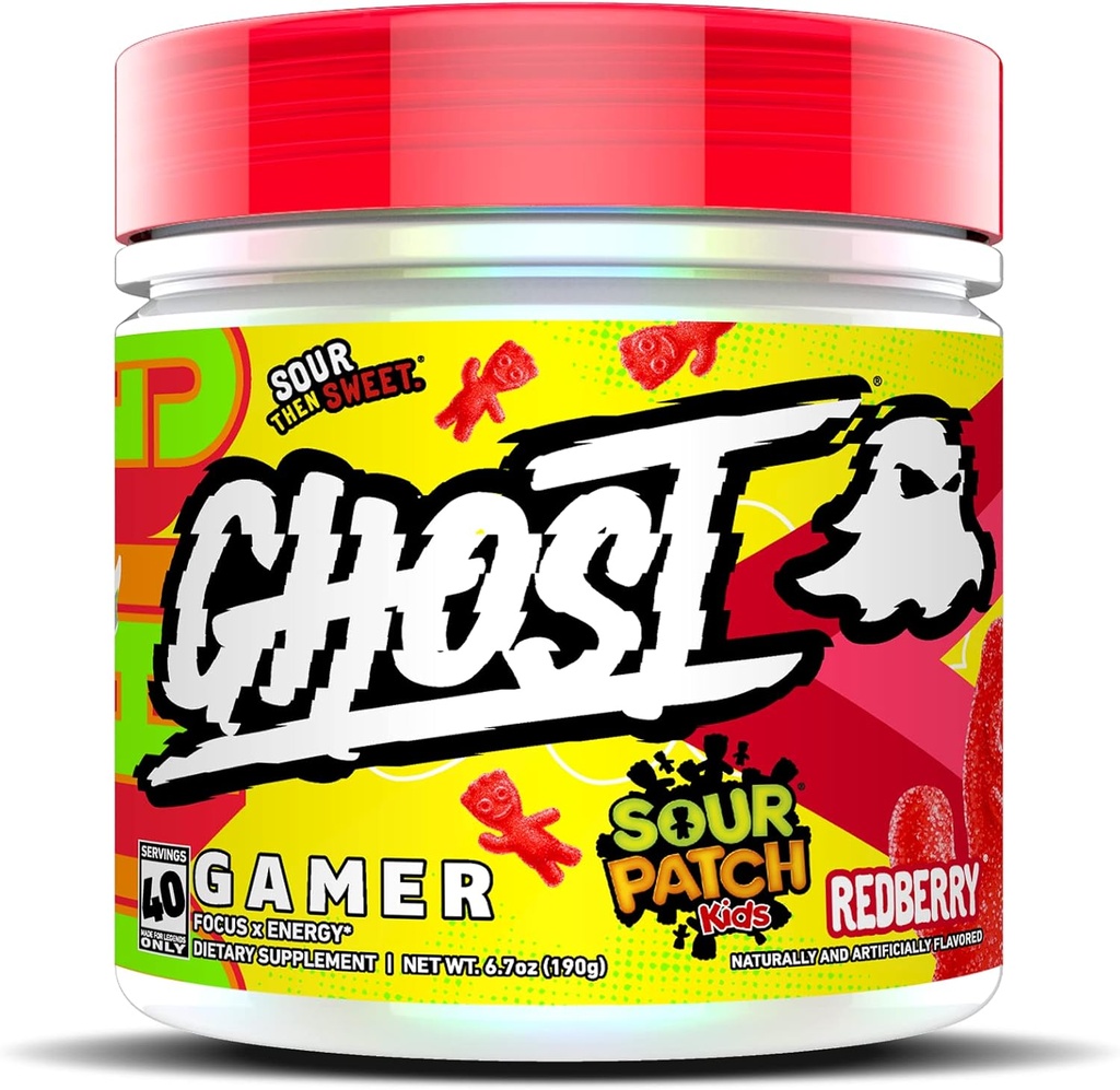 GHOST 게이머 : 에너지 및 초점 지원 공식 - 40 서빙, Sour Patch Kids Redberry - 주목, 정확도 및 반응 시간을위한 Nootropics & 천연 카페 - Vegan, 글루텐 프리