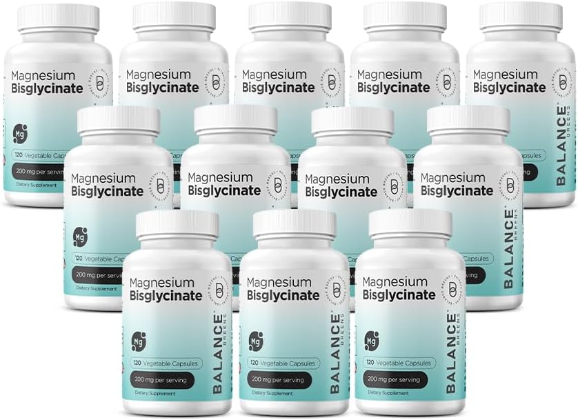 마그네슘 Bisglycinate 200mg - 높은 흡수 Chelated 마그네슘 보충교재 - Stomach, 글루텐 자유로운, 지원 잠, 근육 크림 & 긍정적인 계류에 Gentle - 120의 캡슐 (12의 포장)
