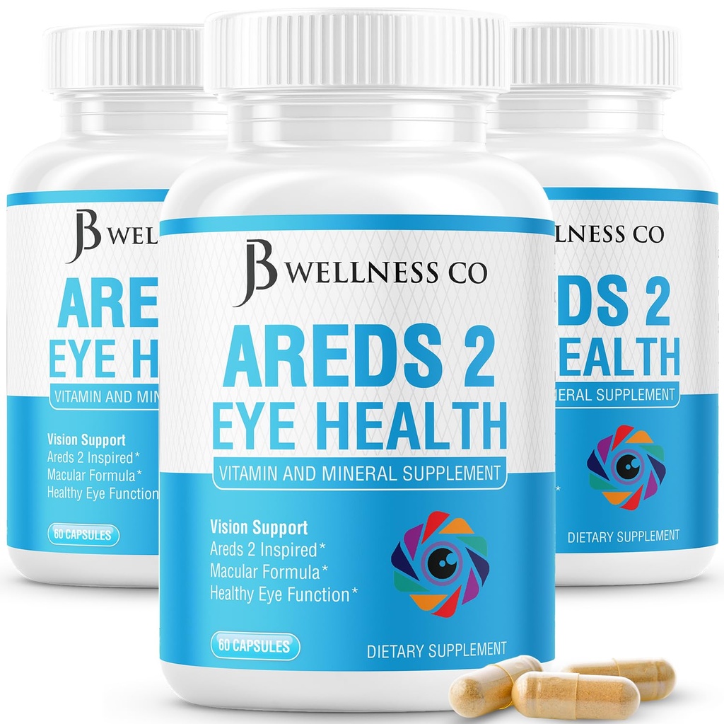 JB Wellness AREDS 2 Eye Vitamin & Mineral Supplement, Lutein, 비타민 C, Zeaxanthin, 아연 및 비타민 강화 비전 보충 - 180 카운트