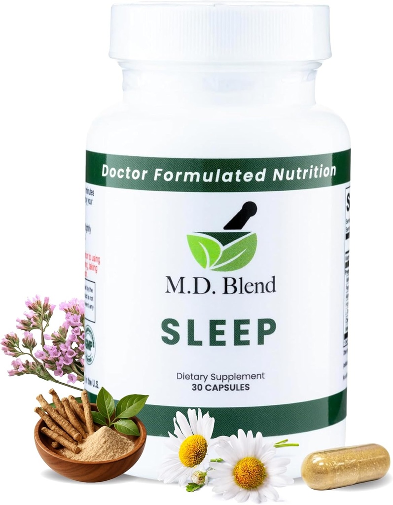 수면 - L-Theanine, Ashwagandha, Magnesium, Valerian Root, Melatonin과 자연 보충 - 회춘을위한 공식을 형성하는 비 - 30 캡슐