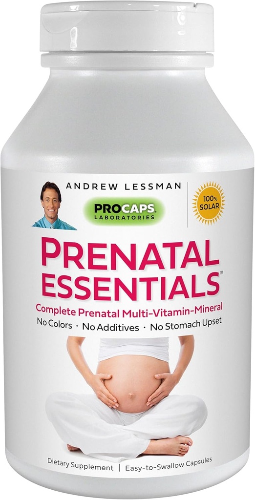 ANDREW LESSMAN Prenatal Essentials 180 캡슐 - 여성을위한 완전한 Prenatal 비타민, 아니 첨가제 Prenatal Multivitamin, 여성을위한 영양소 Prenatal, 철과 Postnatal-Methylfolate Prenatal