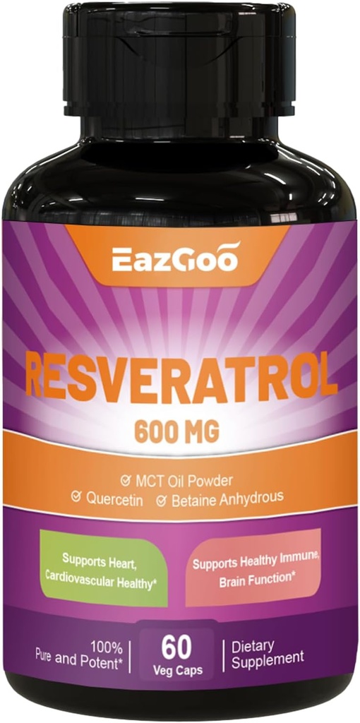 Resveratrol 600 mg의 Trans-Resveratrol 보충교재, 산화 방지제 건강 시효 지원, 60의 캡슐