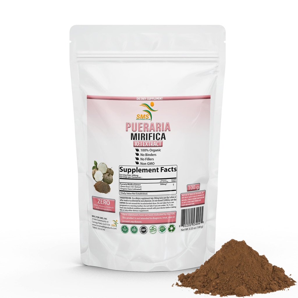 Pueraria Mirifica 자연적인 유기 초본 Kwao Krua Kao 10:1 추출물 100g 분말은, 여자의 건강 규정식 보충교재를 승진시킵니다 | SMS에 의하여 비 GMO, 글루텐 |