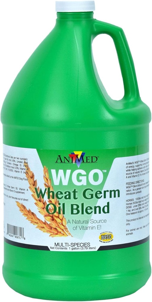 AniMed WGO Wheat Germ Oil Blend for Horses and Dogs (1 갤런 병) ...