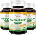 Lovita KSM-66 Ashwagandha | 고농도 | 5% Withanolide | 95% Black Pepper Piperine | 스트레스 릴리프 및 에너지 지원 | Vegan, Gluten Free | 130 캡슐(3)