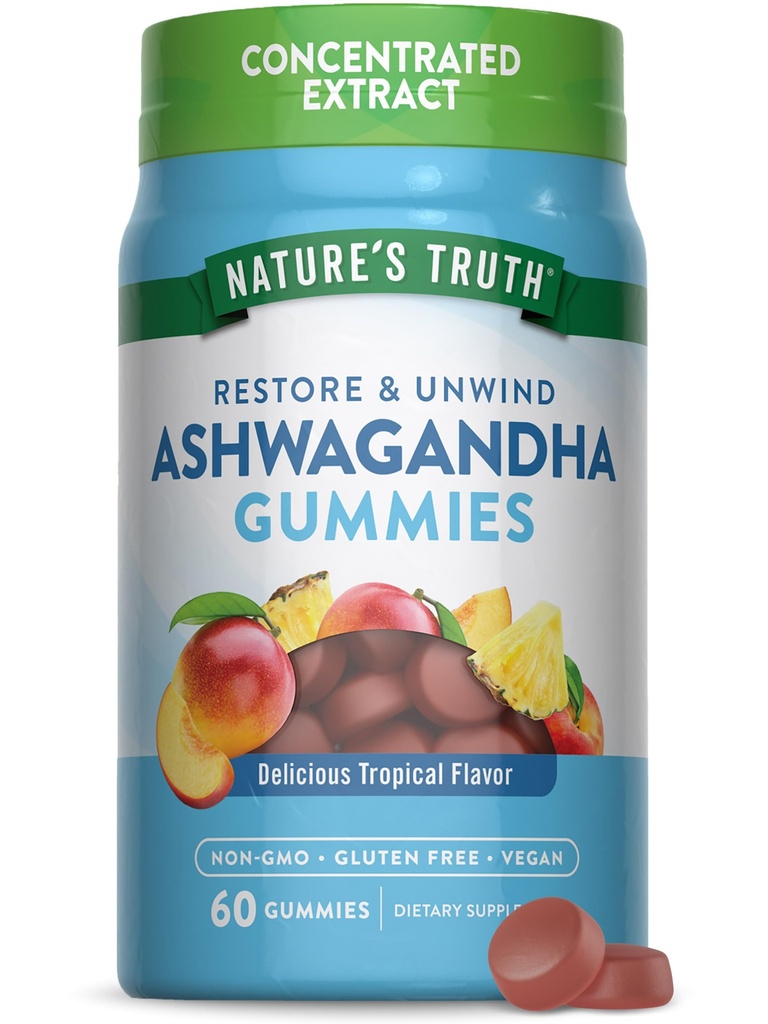 자연의 진실 Ashwagandha Gummies | 60 개 | 열대 맛 | Vegan, Non-GMO, & 글루텐 무료 보충