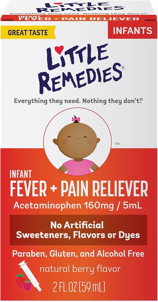 작은 Remedies 아기 약, 유아 Fever 및 통증 완화 Acetaminophen, Berry 맛, 2 Fl Oz