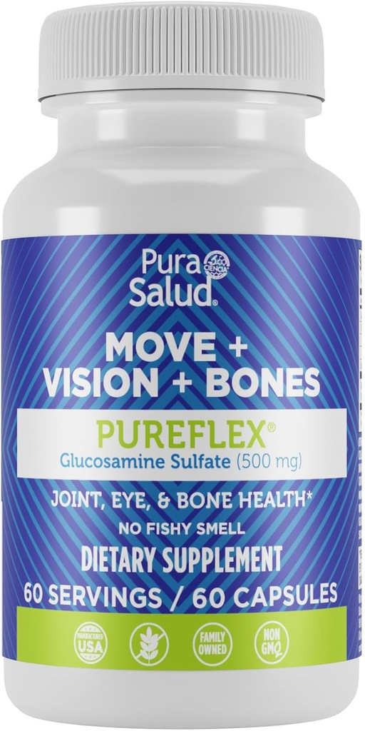 기본적인 상표 Pura Salud Pureflex 글루코사민 황산염 500mg, 60 조사 (1의 포장)