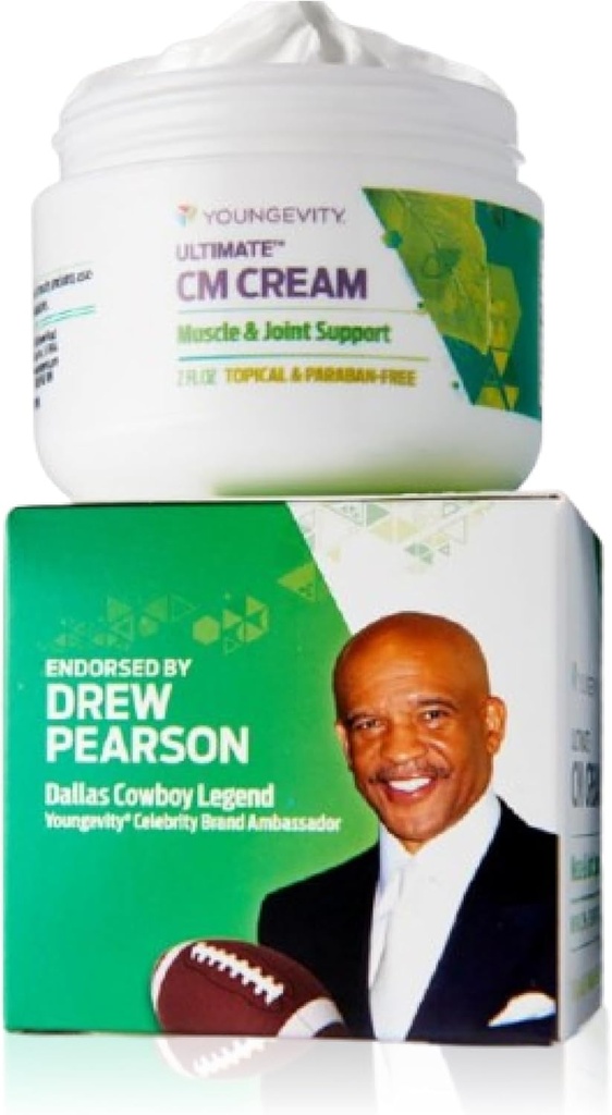 Youngevity Ultimate CM CreamTM - 근육과 관절 깊은 진정시키는 진통제 크림 - Paraben Free - Back, Neck, Hand, feet Pain Support - Menthol 1.4% - (2 oz Jar)