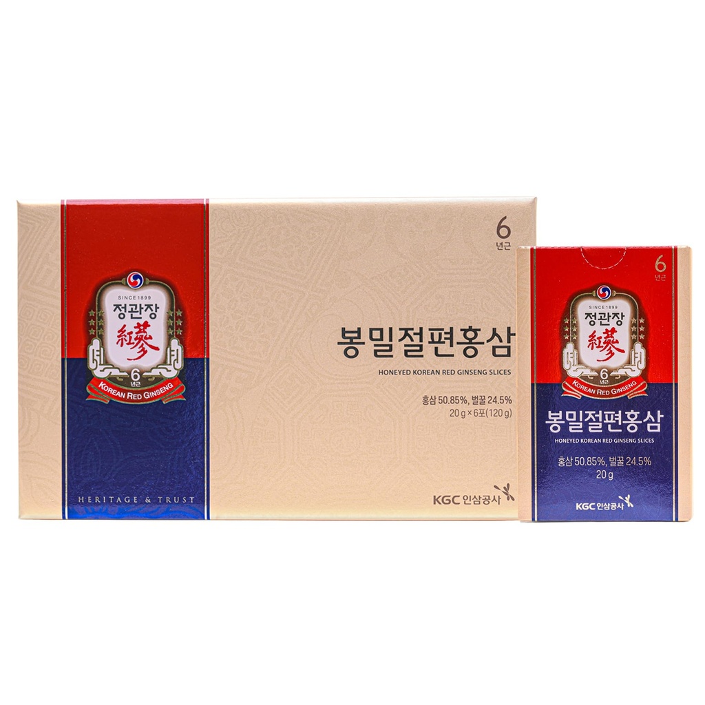 허니 한 한국 레드 인삼 슬라이스, 부스트 천연 에너지, 성능 및 면역 - 6 팩