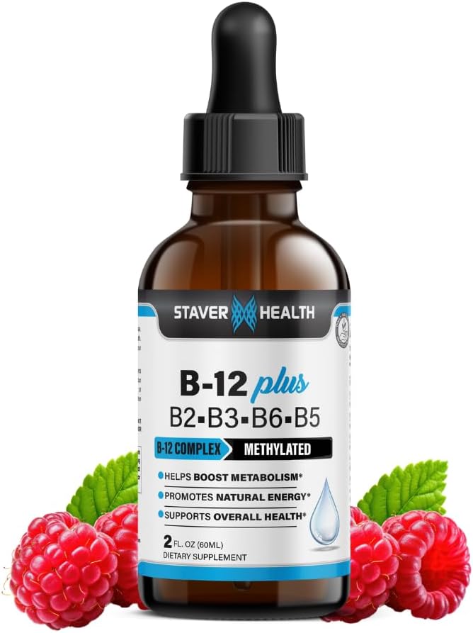 B12 Plus 액체 비타민 B 복합 보충 - B 복합 비타민 보충 - 2 개월 공급 - 에너지 지원 보충 - Vegan - Non-GMO - 글루텐 무료 - 2 Fl Oz