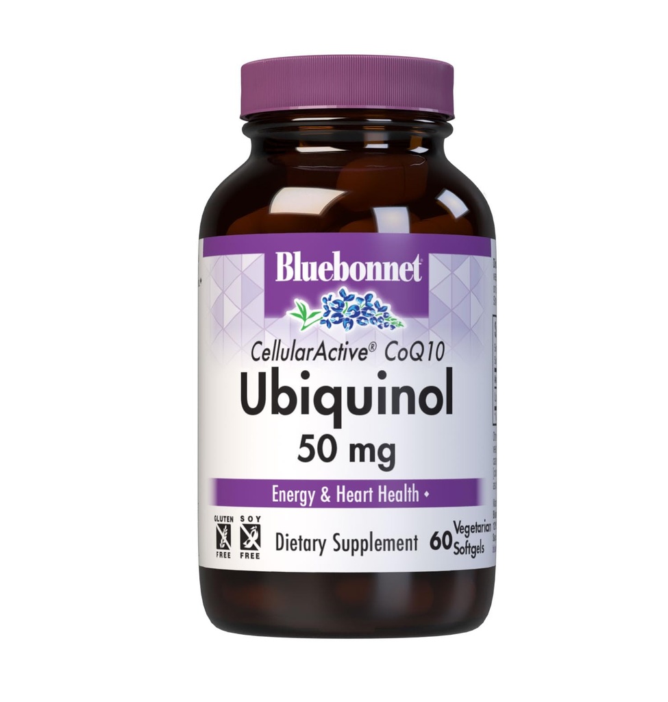 Bluebonnet 영양 세포 활성 CoQ10 Ubiquinol 50 mg 채식 Softgels, 심장 건강 및 세포 건강, Kaneka에서 Ubiquinol, 비 GMO, Gluten 무료, Soy 무료, 우유 무료, 60 채식 Softgels