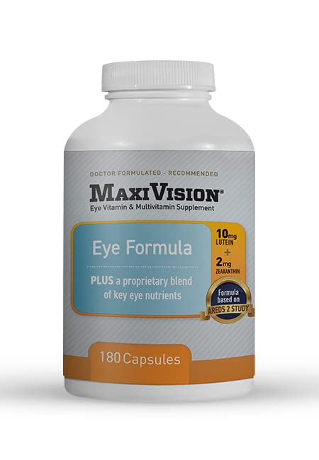 MaxiVision® Eye Formula - 아이 비타민은 AREDS 2 연구에 근거를 둡니다 - 나이 정격 Macular 지원 (1 B, 180 캡슐)