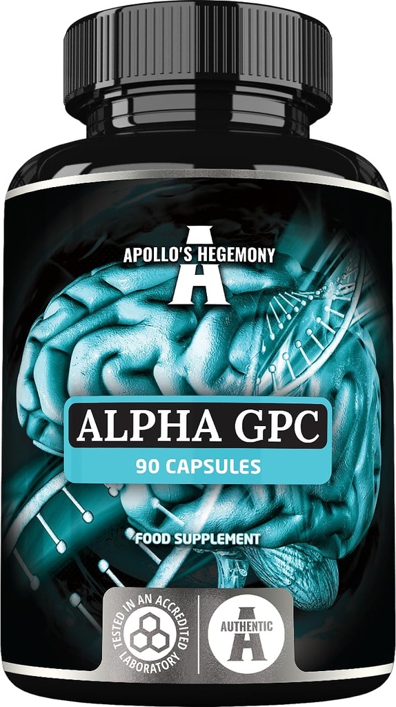 APOLLO의 매일 복용량 당 HEGEMONY 알파 GPC 600mg - 90 Vegan Choline 캡슐 - 99% Choline Alfoscerate Dietary 보충교재 - Lipid Choline - 기억과 농도 캡슐