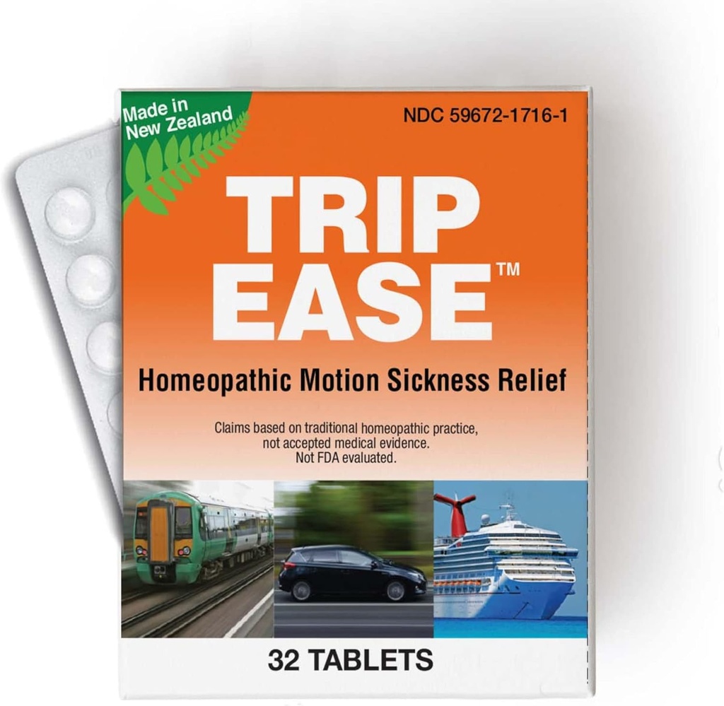 Miers Laboratories Trip Ease - Homeopathic Travel Support Tablets, 자동차, 보트 및 비행기 여행을위한 크루즈 필수 (32 정제)