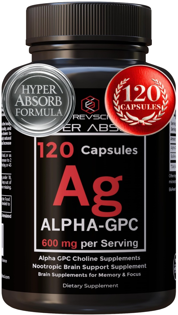 알파 GPC 보충 & 하이퍼 흡수를 위한 BioPerine - 120 조사, 서빙 당 알파 GPC 600mg - 기억, 초점, 에너지, & 드라이브를 위한 Nootropics - 미국에서 만드는 Boost Acetylcholine에 콜린 보충교재
