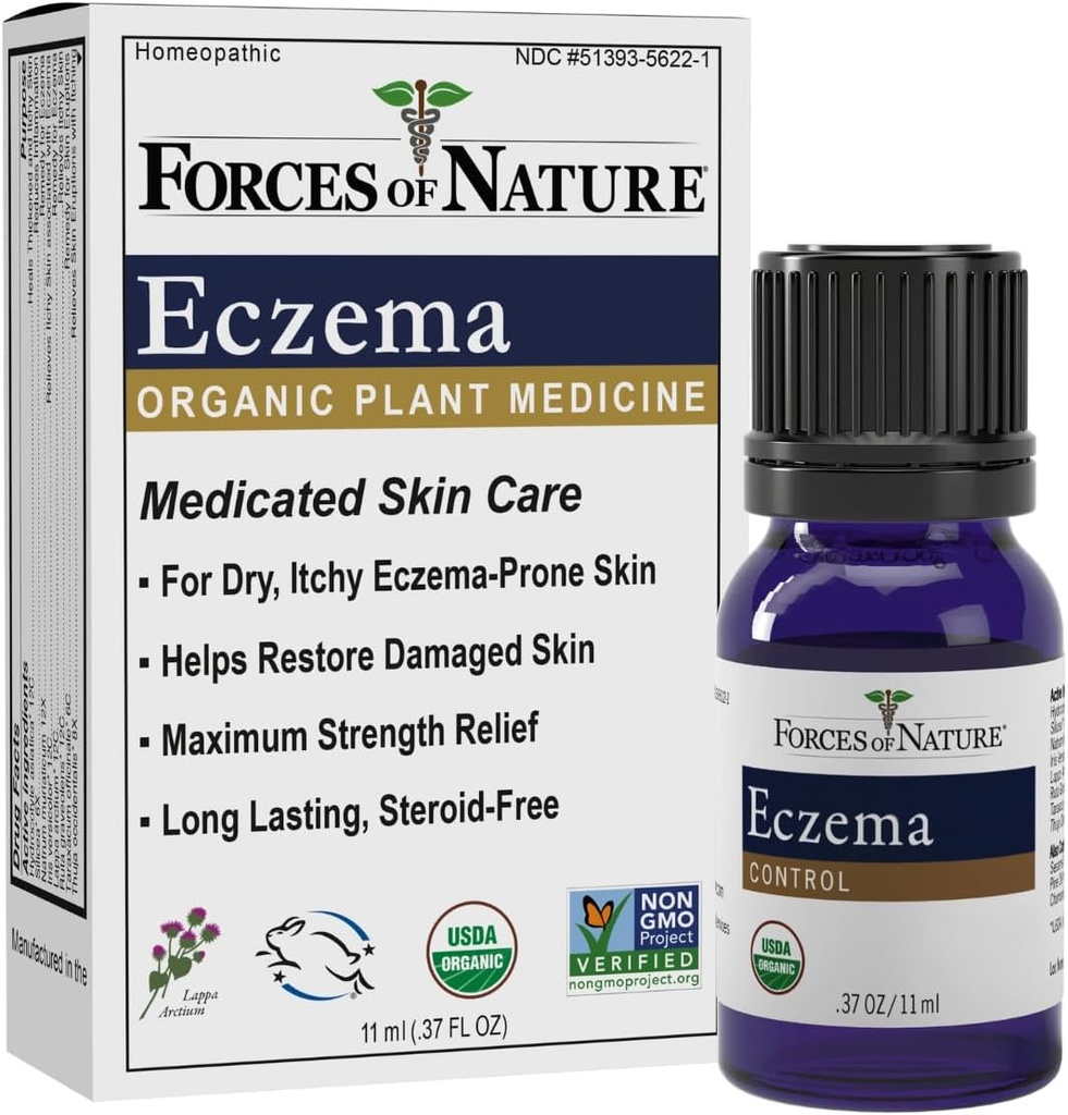 Nature Eczema Control, Sensitive, Dry 및 Itchy Skin Relief, Flare-Ups, Eczema Treatment for Adults, Organic Homeopathic Medicine, Fast-Acting, 11ml (0.37 fl oz)