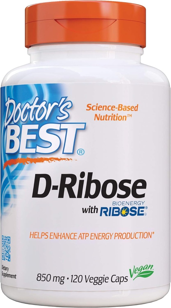 의사의 최고의 D-Ribose, 지원 ATP 에너지 생산, 비 GMO, 글루텐 무료, Soy 무료, Vegan 120 Veggie 모자
