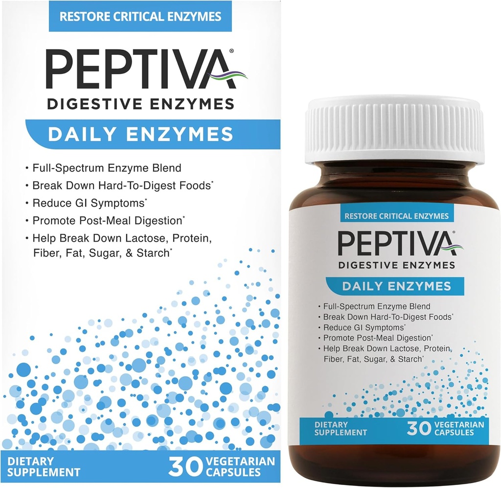 Peptiva Daily Digestive Enzymes, Full-Spectrum, Daily Digestive Health, Foods & Post-Meal Digestion, 30ct의 Break-Down 지원