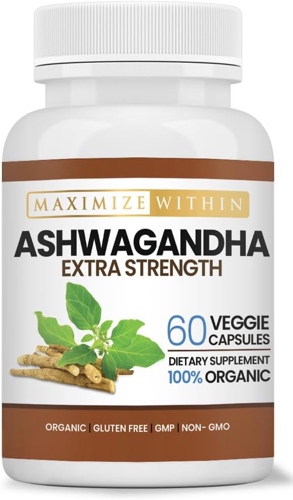 Ashwagandha Root Extra Strength – 60 채식 캡슐 – Stress, Mood, Immune Health 지원 – 향상된 흡수를 위해 공식화 – Non-GMO Herbal Supplement